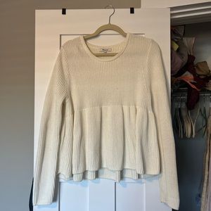 WHITE PEPLUM MADEWELL SWEATER